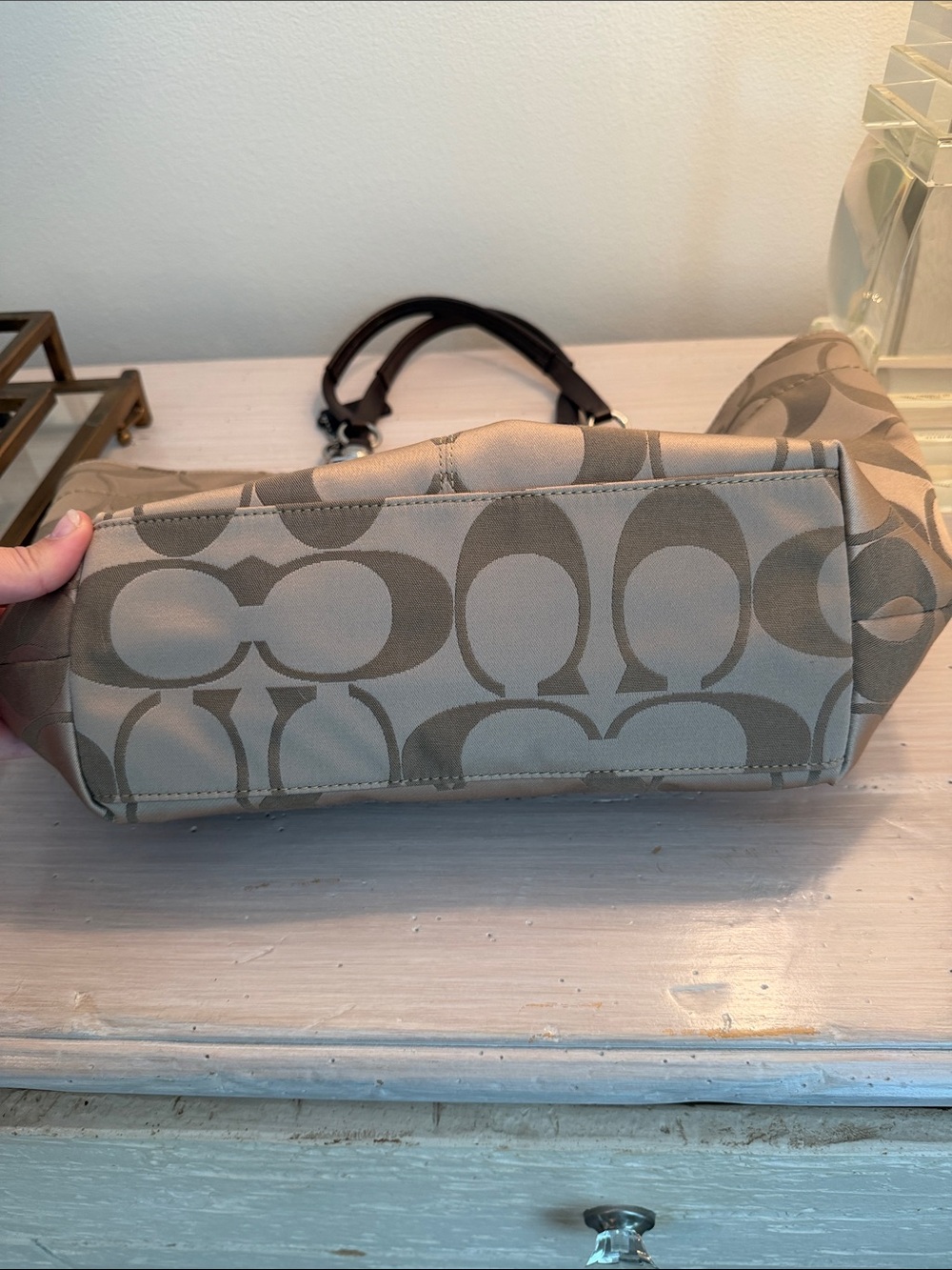 Y2K Coach Beige and Brown Signature Canvas Tote - Picture 7 of 11